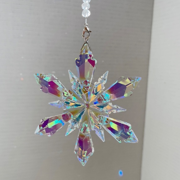 Crystal Snowflake Sun Catcher Christmas Tree Decor Czech Bohemia Crystal Gift - Picture 7 of 10